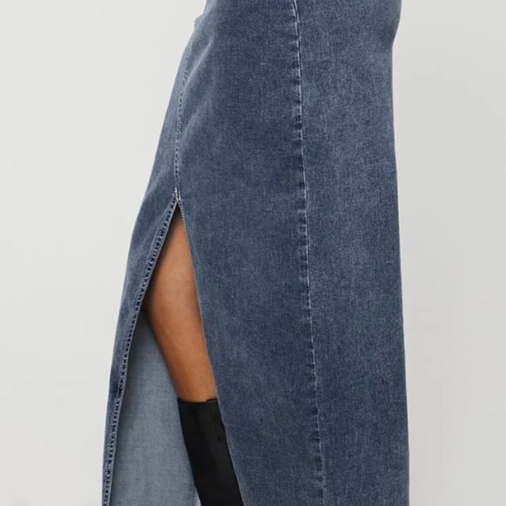 PRINCESS POLLY Batkins Maxi Skirt Dark Wash Denim - Picture 3 of 4